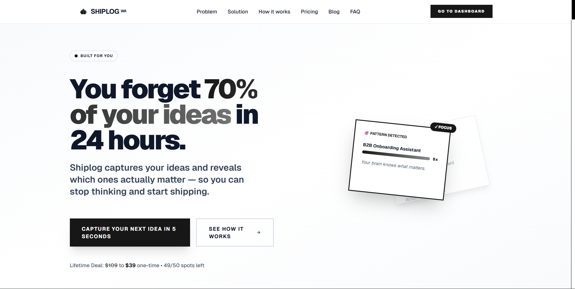 Shiplog landing page preview